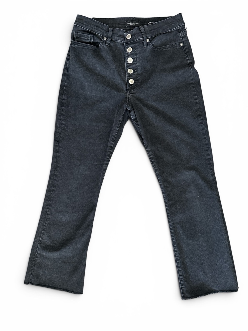Banana Republic Black Mid-Rise Button-Fly Cropped Jeans - Picture 3 of 7
